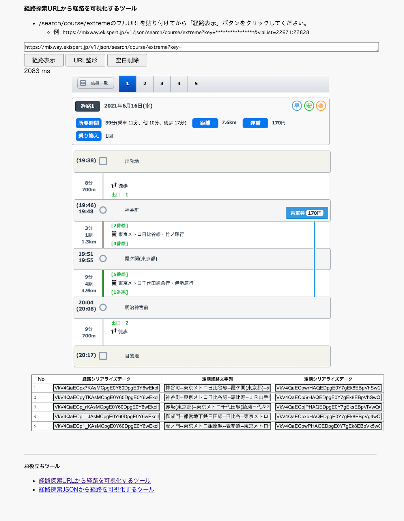 ツールでの探索結果例